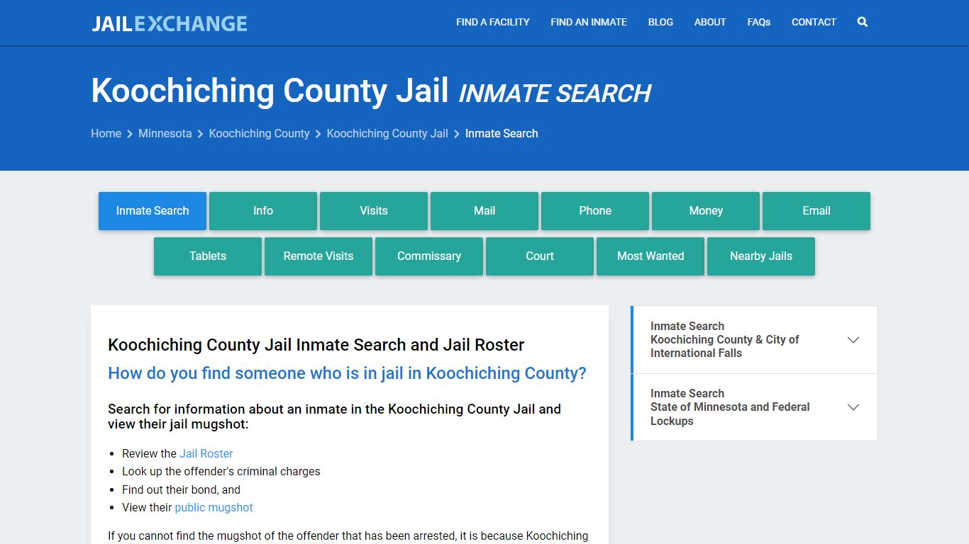 Inmate Search: Roster & Mugshots - Koochiching County Jail, MN